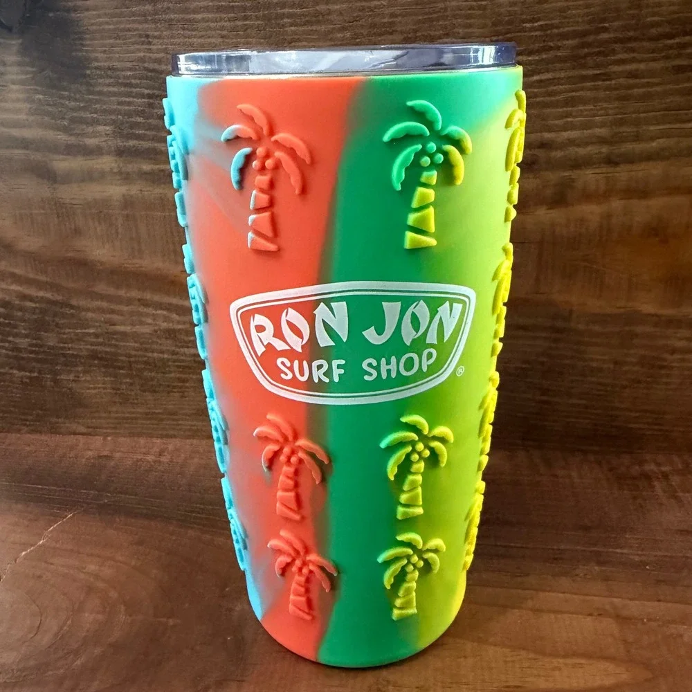 Ron Jon Surf Shop Multi-Color Palm Tree Silicone Sleeve Insulated Tumbler G-20B